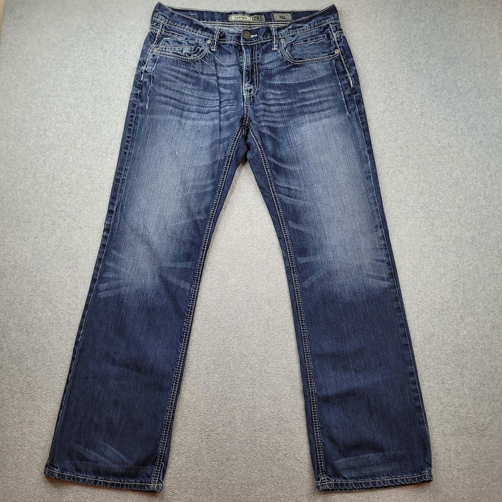 BKE Carter Jeans Mens 36x36 Blue Relaxed Fit Straight Leg Denim